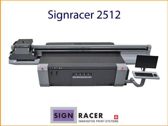 Großformatiger LED-UV Flachbettdrucker Signracer 2512 von SIGNRACER
