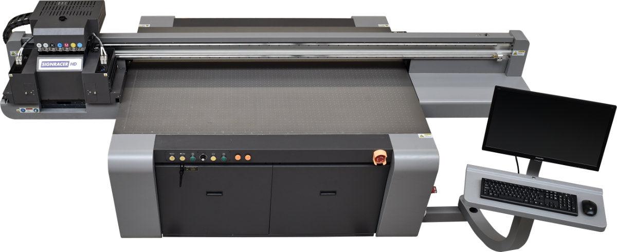 Großformatiger LED-UV-Flachbettdrucker Signracer 1610 von SIGNRACER Sicht von oben