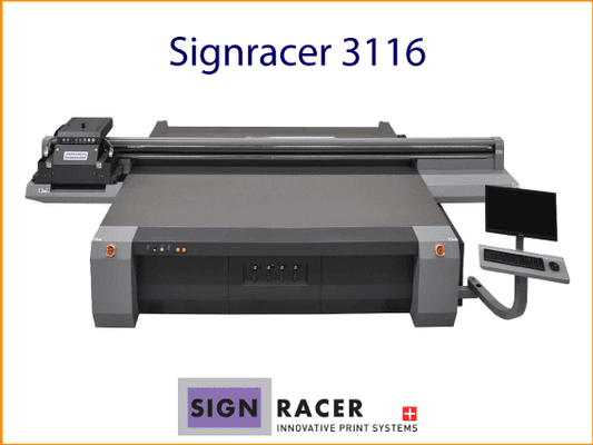 Großformatiger LED-UV Flachbettdrucker  Signracer  3116 von SIGNRACER