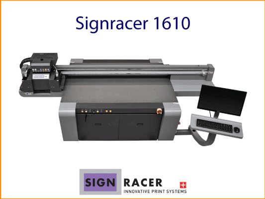 Großformatiger LED-UV-Flachbettdrucker Signracer 1610 von SIGNRACER 